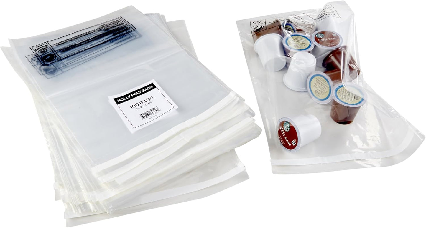 Holly Poly Plastic Bags - 400 Pcs, Multiple Sizes for Jewellery, Crafts & Sweets