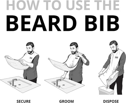 BEARD KING Beard Bib – Anti-Static Shaving Apron for Men, Secure Facial Hair Catcher Black