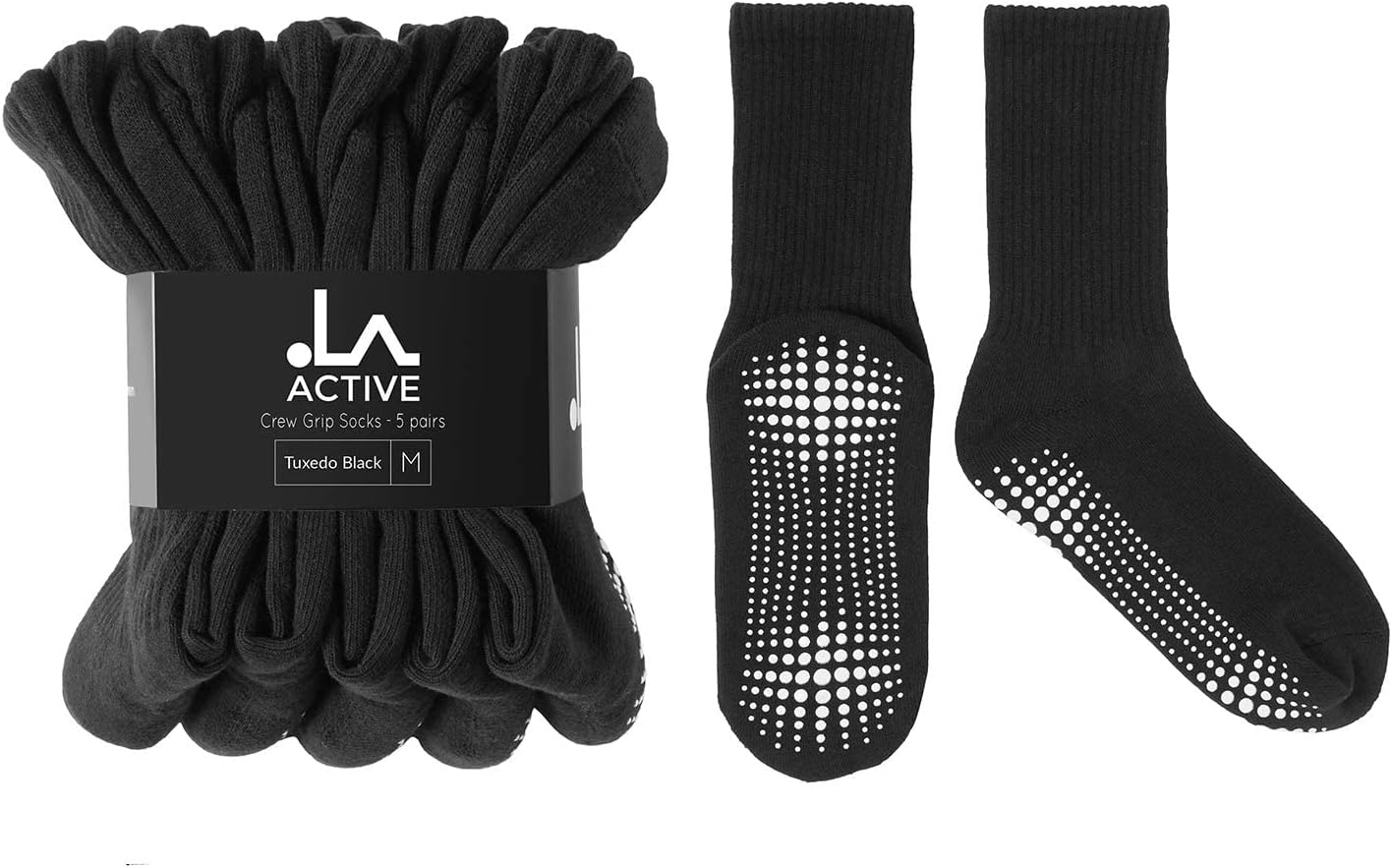 LA ACTIVE Non Slip Yoga Grip Socks - Barre Ballet Pilates Athletic Socks for Men and Women