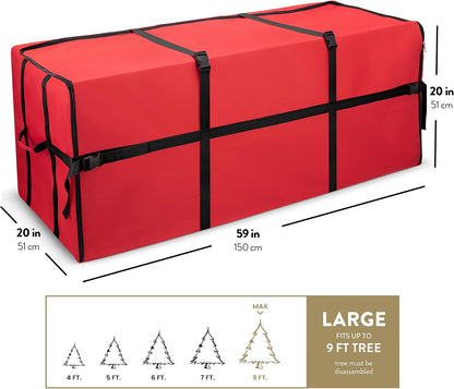 Zober Christmas Tree Storage Bag - 9 Ft, Waterproof, Tear-Proof Oxford Fabric, Zippers & Durable Straps (Red)