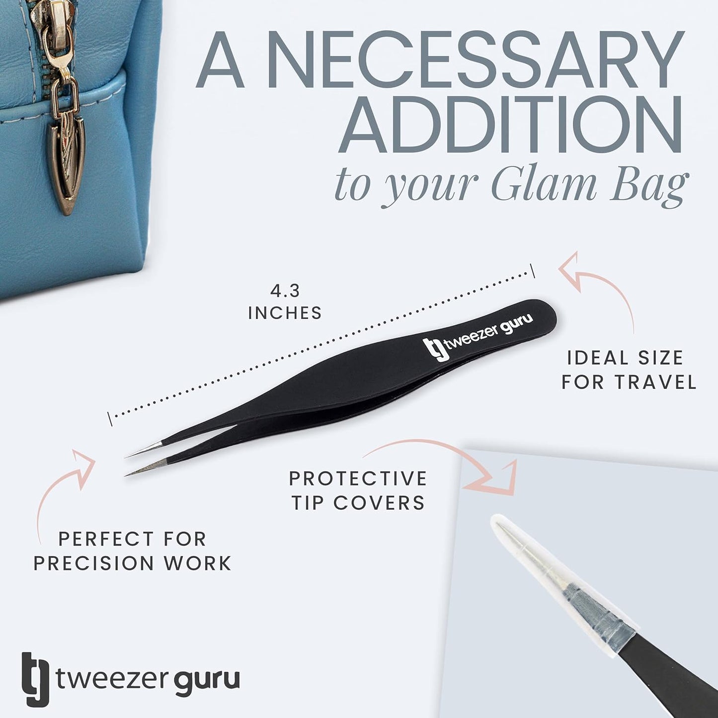 Tweezer Guru Pointed Tweezers - Precision Needle Nose Tip, Best for Eyebrows & Ingrown Hairs
