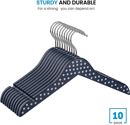 ZOBER Children's Wooden Hangers - 10 Pack, Cute Design with Notches & 360° Hook for Nursery & Toddlers