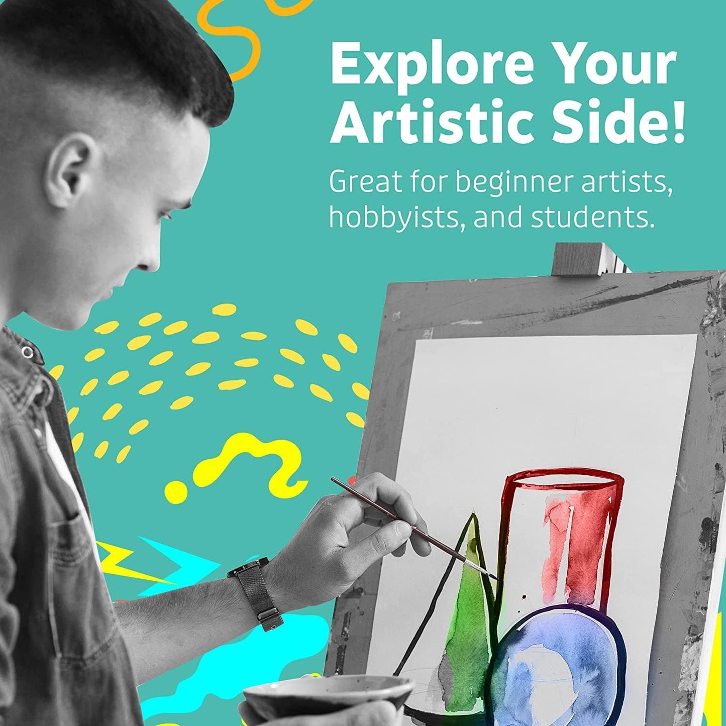 Artlicious Paint Brushes - Acrylic & Detail Brushes for Kids Rock & Miniature Painting 10/15 Pack