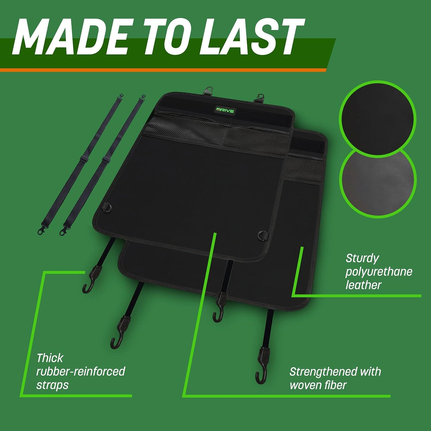 DRIVE AUTO PRODUCTS - 2er-Pack Autositz-Rückenlehnenschoner, wendbare Trittmatten - Grau 