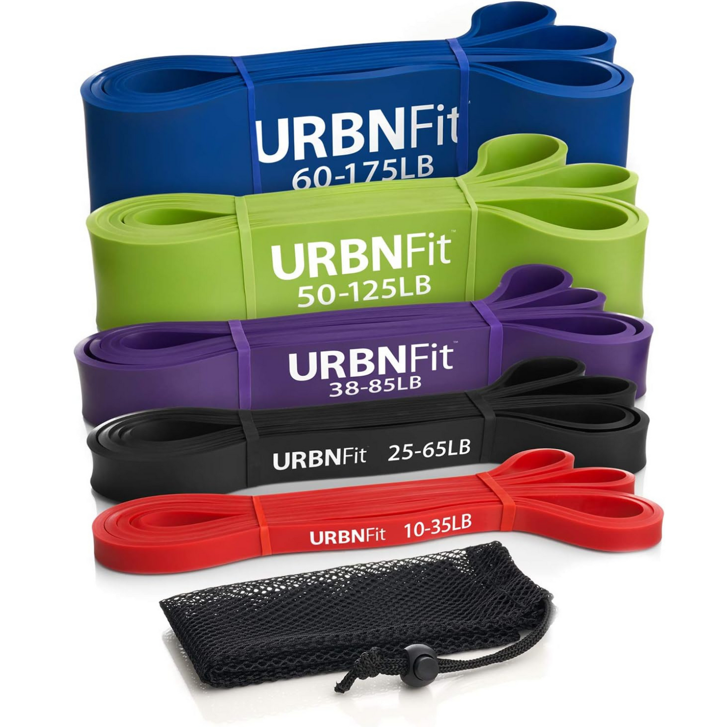Pull Up Assist Band - Stretch Resistance Band - Mobility Band - Powerlifting Bands - Extra Durable Pull-Up (5 Band Set)