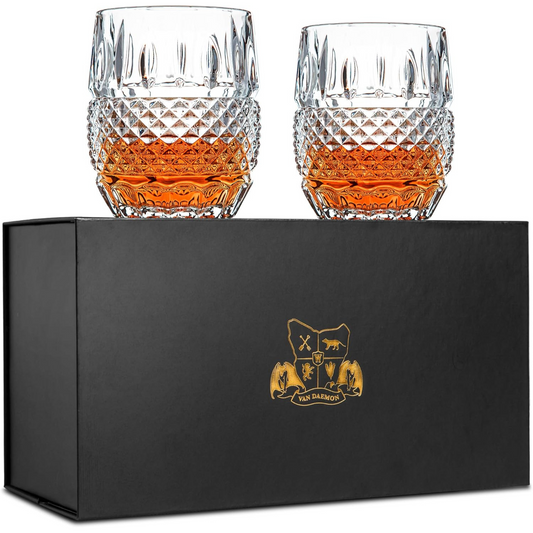 Unique Whiskey Glasses Set - 2 Crystal Rocks Tumblers, 10oz for Bourbon, Scotch, Liquor