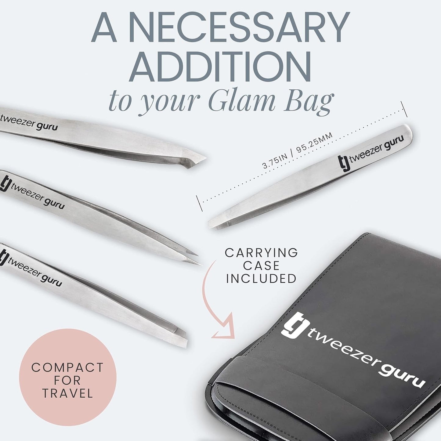 Eyebrow Tweezer Set – Professional Slant & Pointed Tweezers with Case, Precision Kit for Facial, Splinter & Ingrown Hair Removal (4-Piece)