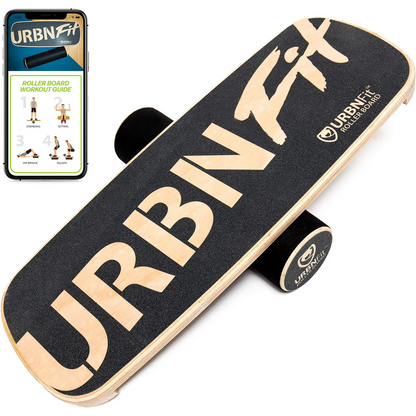 URBNFit Wooden Balance Board - Wobble Board for Skateboard, Hockey, Snowboard & Surf Training, Core Stability Workout Guide