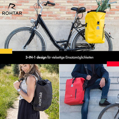 Fahrradtasche - Gepäckträger Tasche &amp; Fahrrad Rucksack Wasserdicht - Gepäckträgertasche zum Umhängen - 25L Rot 