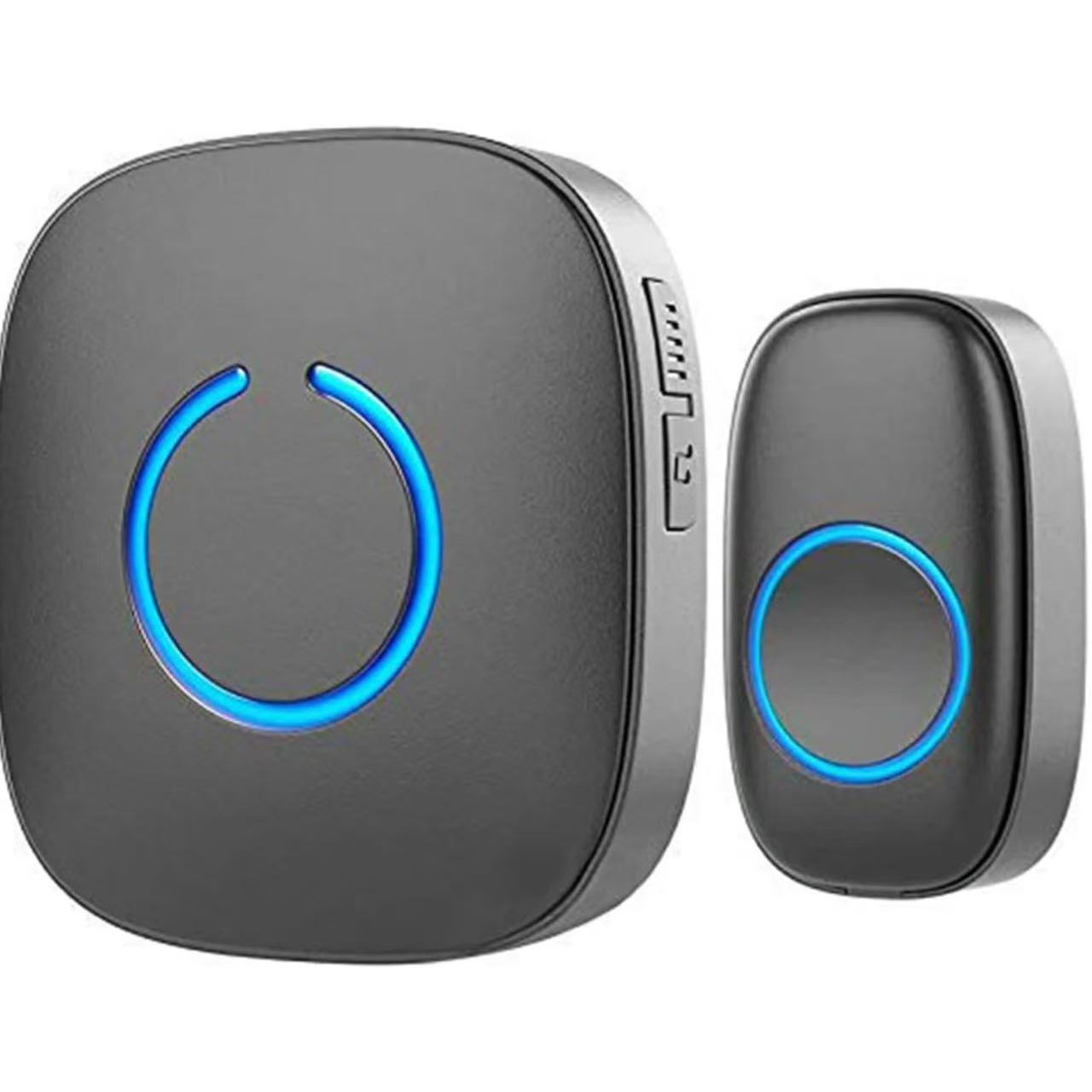 Wireless Doorbell - Battery Operated, 1000 Feet Range, LED Flash, 1 Push Button & 2 Receivers, Matte Black