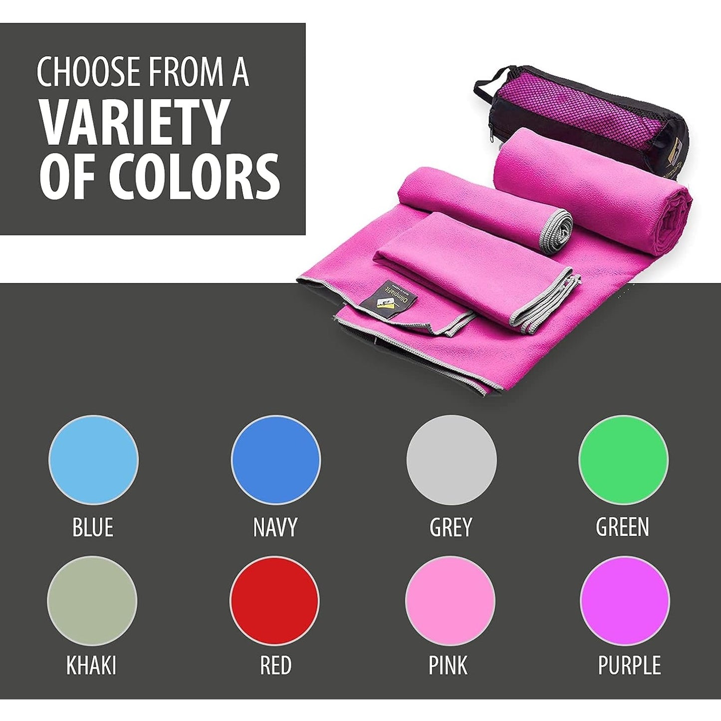 Schnell trocknendes Handtuch – 3er-Pack leichte Reisehandtücher aus Mikrofaser mit Tasche – Schnell trocknendes Handtuchset für Camping, Strand, Fitnessstudio, Rucksackreisen, Sport, Yoga und Schwimmen 