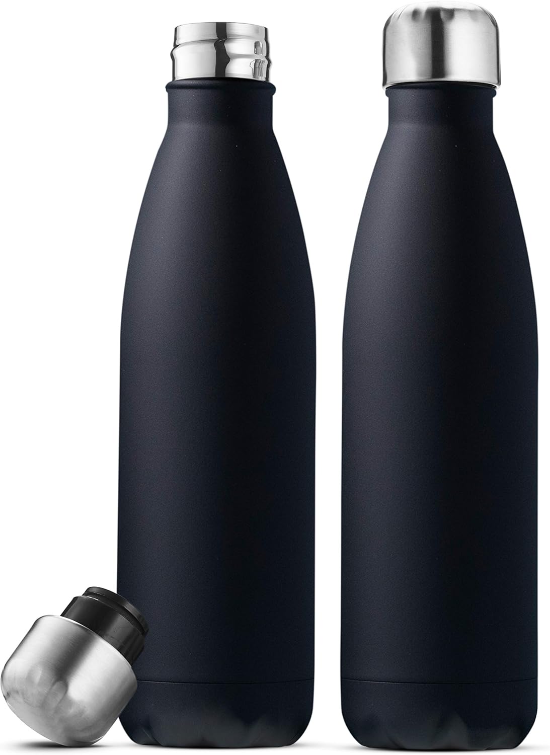 Dreifach isolierte Edelstahl-Wasserflasche von FineDine (2er-Set), 17 oz, elegante Flaschen, hält heiß und kalt, 100 % auslaufsicher, schweißfeste Flaschen, für Reisen, Picknick und Camping. (Reines Perlweiß) 