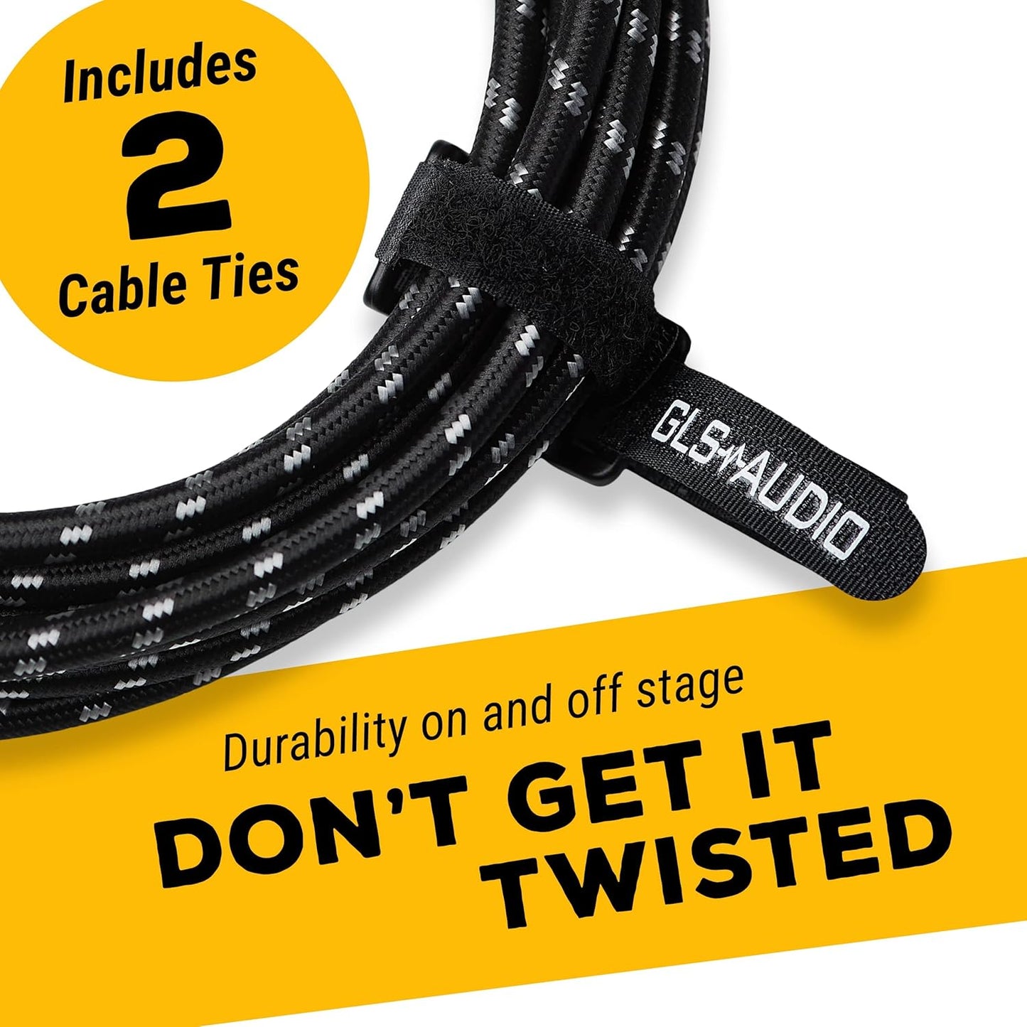 Audio-Instrumentenkabel – 1/4 Zoll TS auf 1/4 Zoll Instrumentenkabel für Bass/E-Gitarre – Schwarz/Grau geflochtenes Tweed, 20 Fuß 