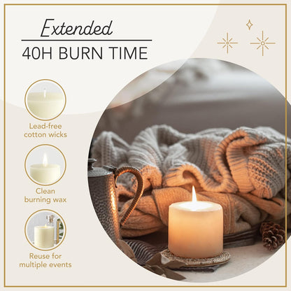 Melt Candle Pillar Candles, 3-Pack, Unscented for Home, Church, Weddings, 3" x 3", Ivory