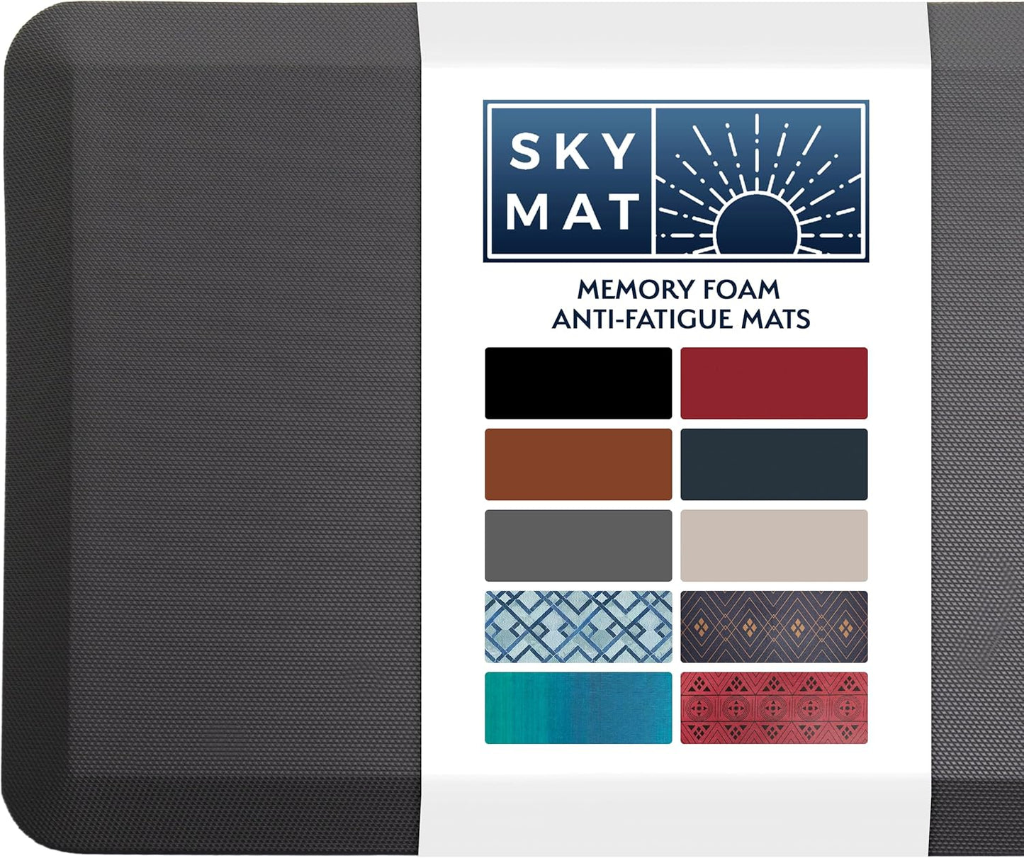 Sky Solutions Anti-Fatigue Mat - 3/4" Cushioned, Non-Slip, Waterproof, Stain-Resistant (Grey)