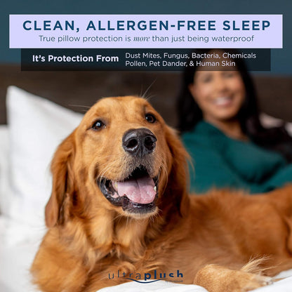 UltraBlock Waterproof Pillow Protector Set - 2 Zippered Covers, Super Soft & Feather Proof (King)