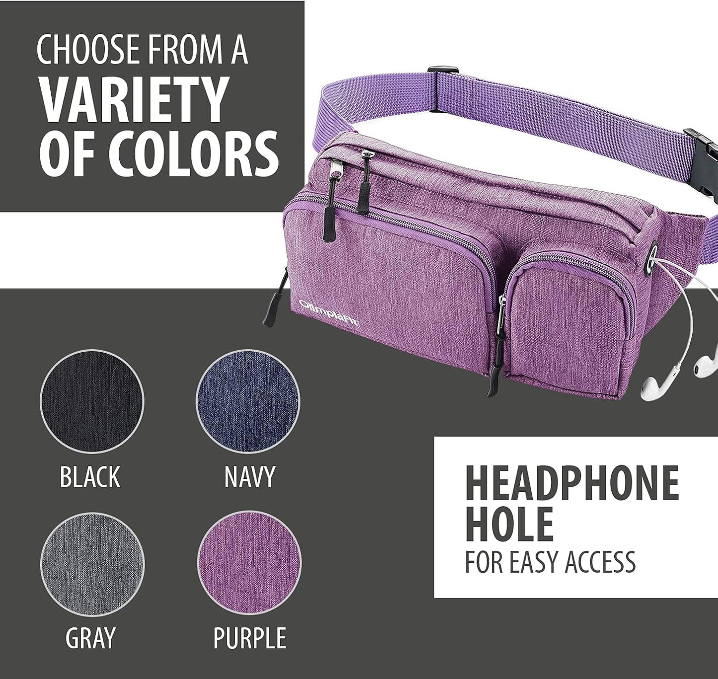 Gürteltasche für Damen und Herren, süße Hüfttasche – zum Wandern, Reisen, Campen und Laufen – Loch für Kopfhörer, Geldgürtel mit 6 Taschen, Gurtverlängerung – einfaches Tragen von Telefonen, Reisepässen, Geldbörsen – wasserabweisende Halterung 