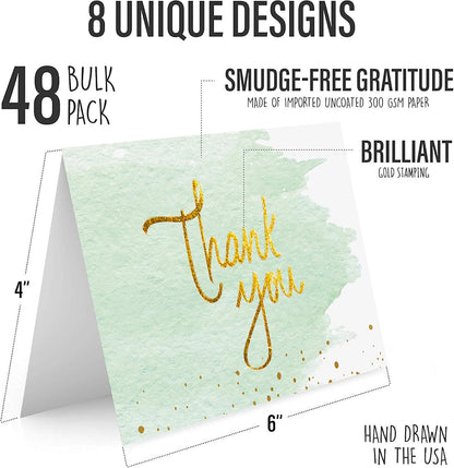 Thank You Cards Watercolour 48 Pack