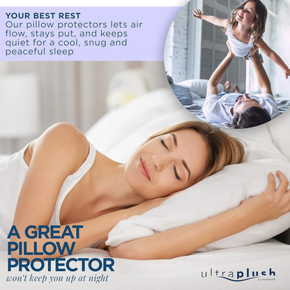 UltraBlock Waterproof Pillow Protector Set - 2 Zippered Covers, Super Soft & Feather Proof (King)