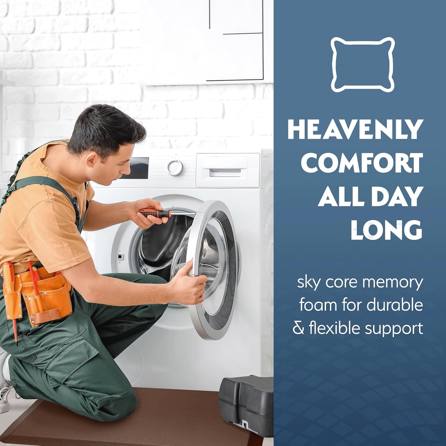 Sky Solutions Anti-Fatigue Floor Mat - 3/4" Cushioned Kitchen & Standing Desk Mat, Non-Slip