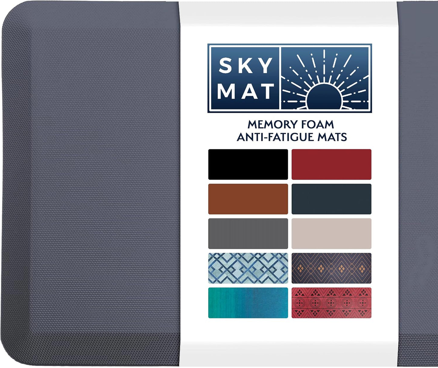 Sky Solutions Anti-Fatigue Mat - 3/4" Cushioned, Non-Slip, Waterproof, Stain-Resistant (Grey)