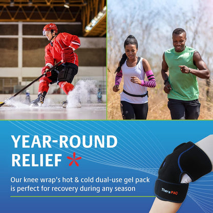 Knee Ice Pack Wrap - Reusable Hot/Cold Gel for Pain, Swelling, Meniscus Tear, Surgery Relief - For Athletes, Elderly & Pregnancy