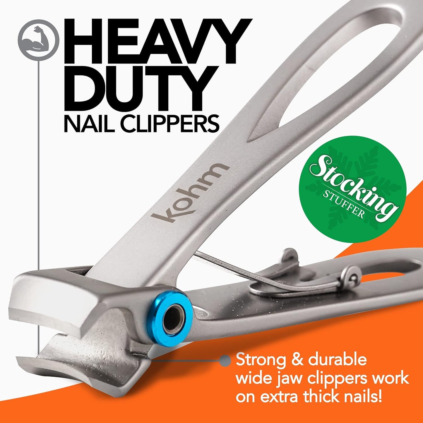 Heavy Duty Nail Clippers for Thick Nails, Professional Fingernail & Toenail Clippers for Men, Women & Seniors, Silver