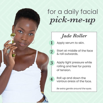 Sdara Jade Roller & Gua Sha Set - Facial Massager for Slimming & Sculpting, Reduces Wrinkles & Puffiness