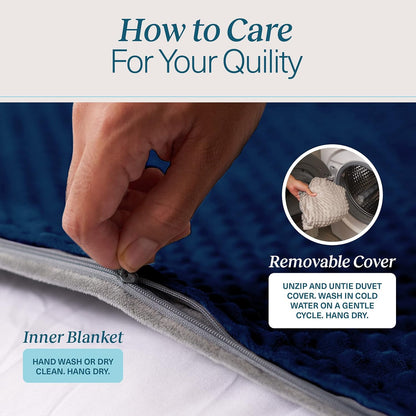 Quility Weighted Blanket – 15lb Queen Size for Cooling & Heating, Cotton with Glass Beads, Navy