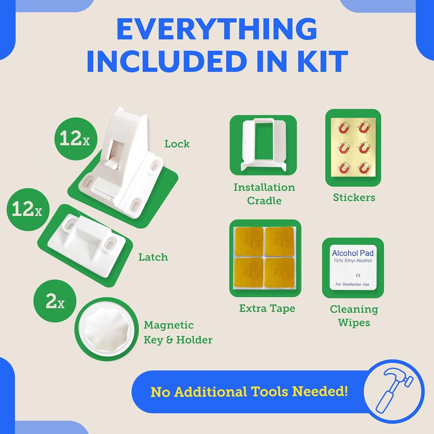 Eco Baby Magnetic Cabinet Locks – 12/20 Pack with 2/3 Keys, Easy Installation, No Tools Required