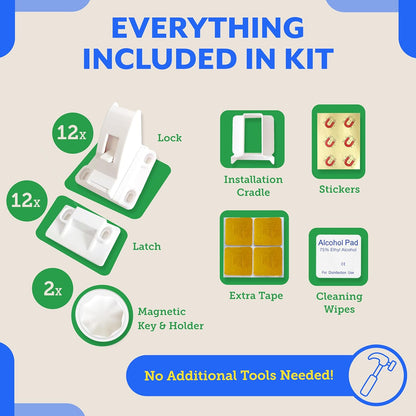 Eco Baby Magnetic Cabinet Locks – 12/20 Pack with 2/3 Keys, Easy Installation, No Tools Required