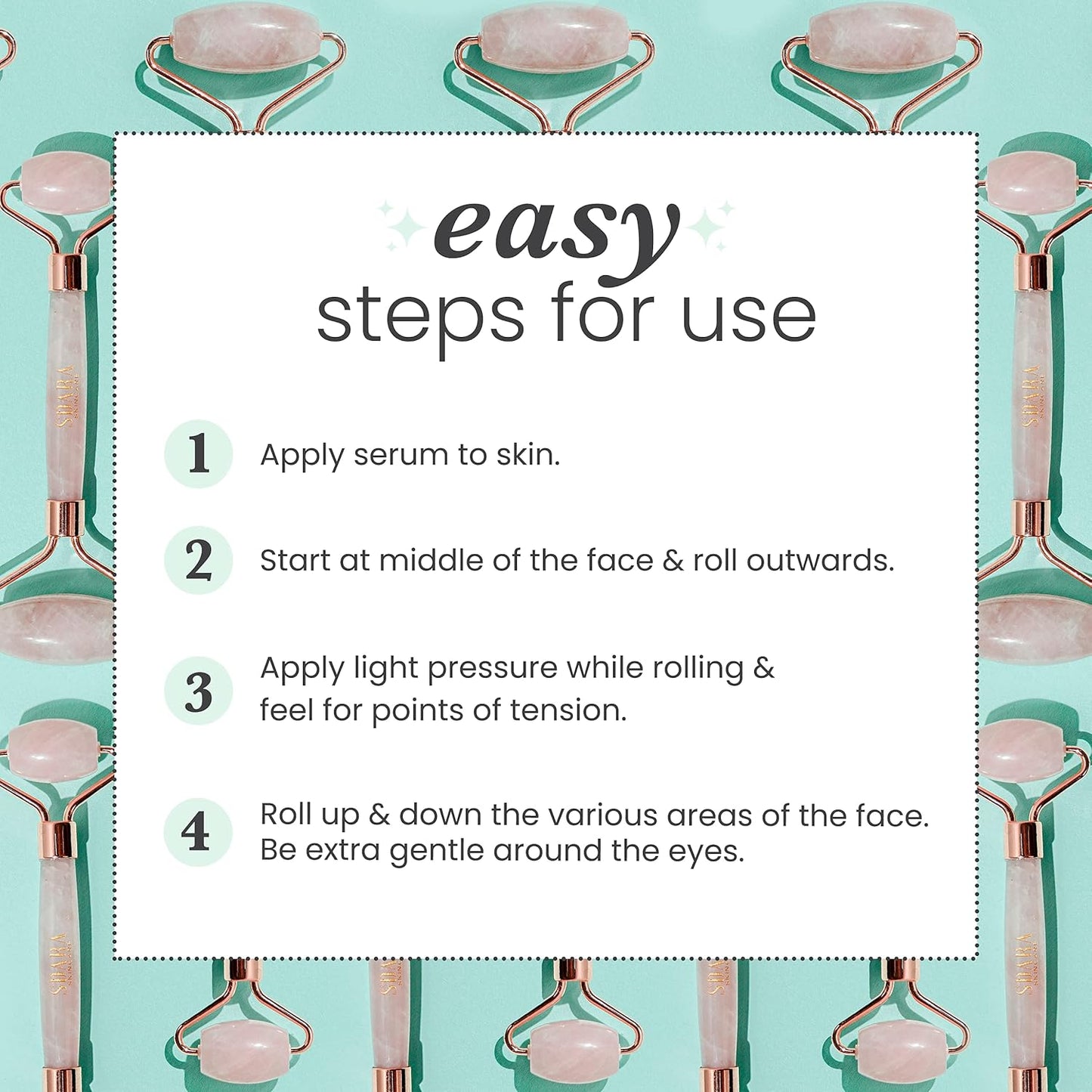 Rose Quartz Roller - Anti-Aging Jade Roller for Wrinkles & Puffy Eyes