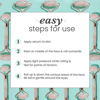 Rose Quartz Roller - Anti-Aging Jade Roller for Wrinkles & Puffy Eyes