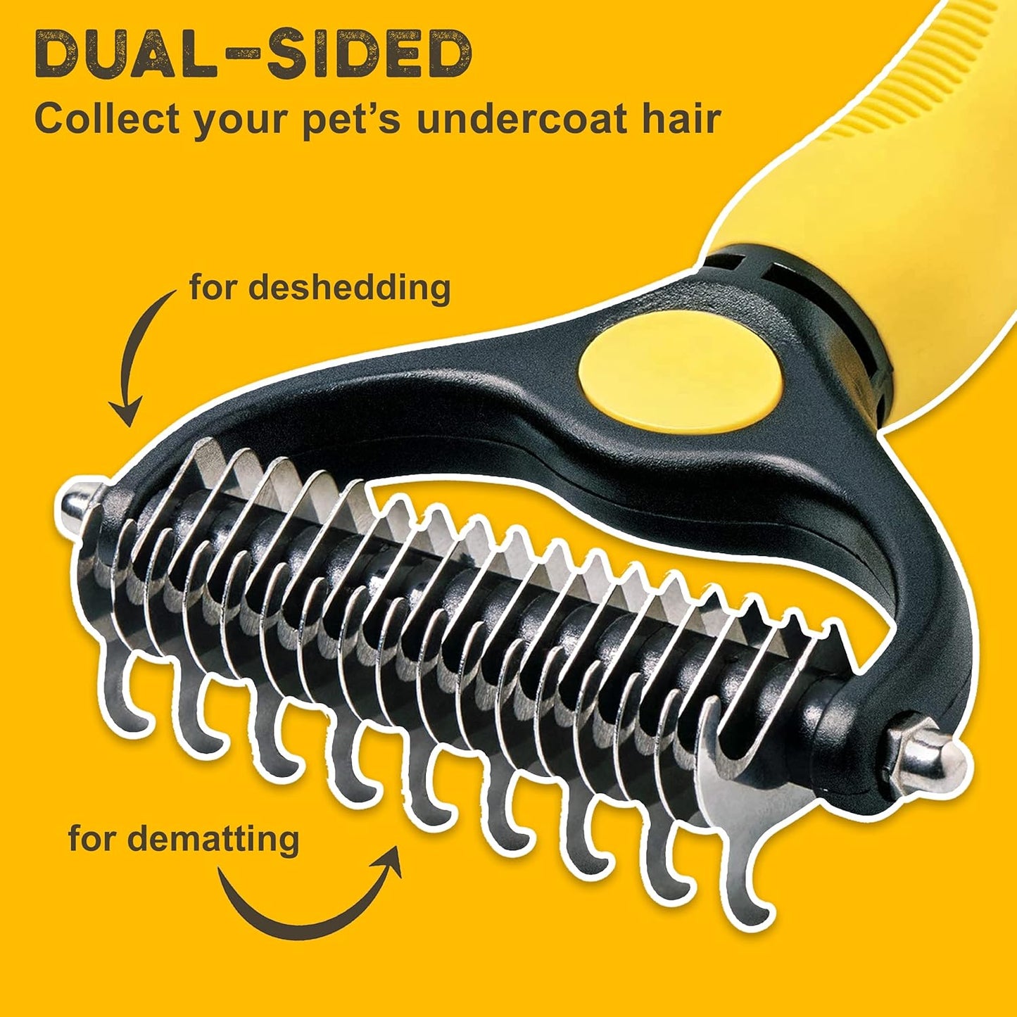 Deshedding Dog Brush – Double-Sided Pet Hair Remover for Cats & Dogs, Undercoat Grooming Rake for Shedding & Dematting
