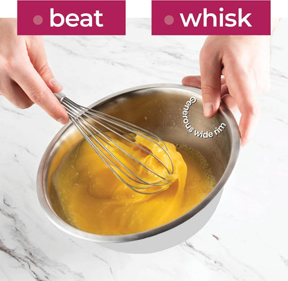 Rührschüsseln aus Edelstahl (5er-Set) Rührschüssel-Set aus Edelstahl – leicht zu reinigen, ineinander stapelbare Schüsseln für platzsparende Aufbewahrung, ideal zum Kochen, Backen und Vorbereiten 