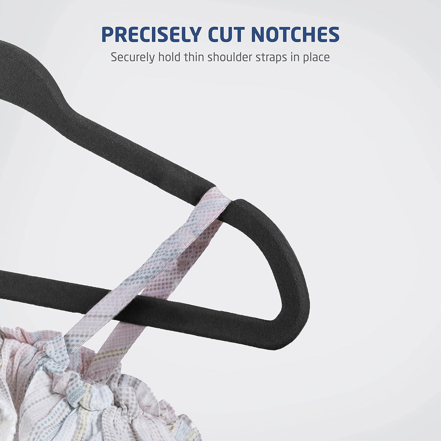 Zober Velvet Baby Hangers - 50-Pack, Non-Slip Kids Hangers with Swivel Hook for Jackets & Dresses (Black)