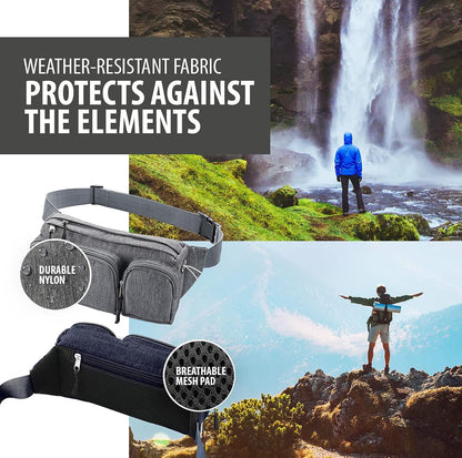 Fanny Pack for Women & Men – Cute Waist Bag for Hiking, Travel & Running, 6 Pockets, Headphone Hole, Water-Resistant