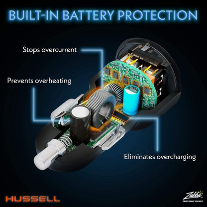 Hussell Car Charger - Dual USB Ports, Fast Charging for iPhone & Android