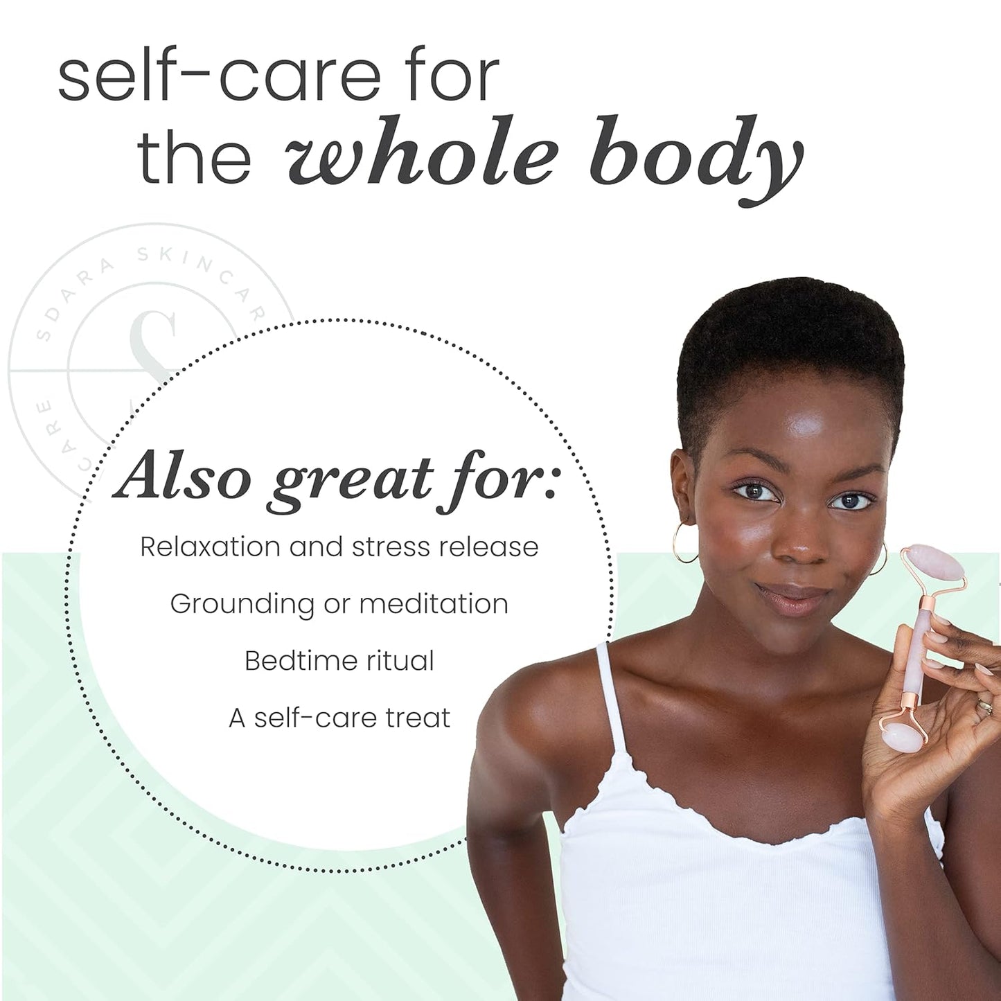 Rose Quartz Roller - Anti-Aging Jade Roller for Wrinkles & Puffy Eyes