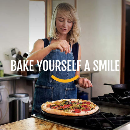 15" Keramik-Pizzastein-Set – Antihaftbeschichtung, fleckenfrei, mit Bonus-Schneider – Schwarz 