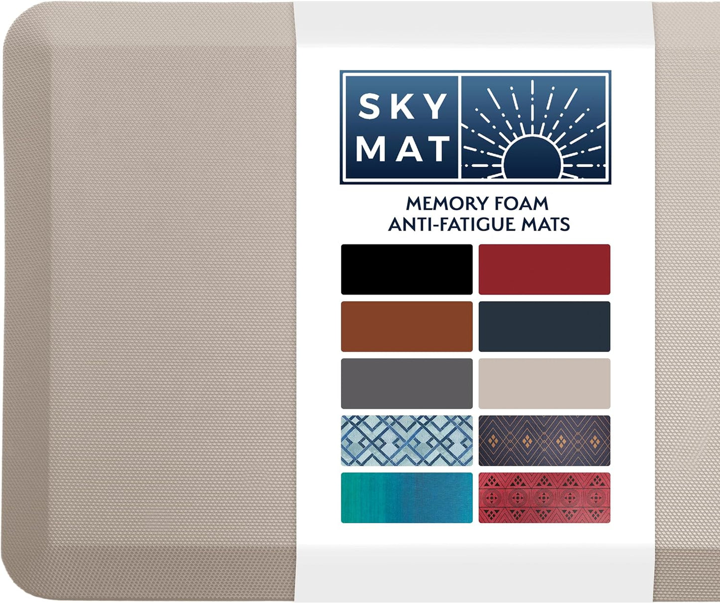 Sky Solutions Anti-Fatigue Mat - 3/4" Cushioned, Non-Slip, Waterproof, Stain-Resistant (Grey)