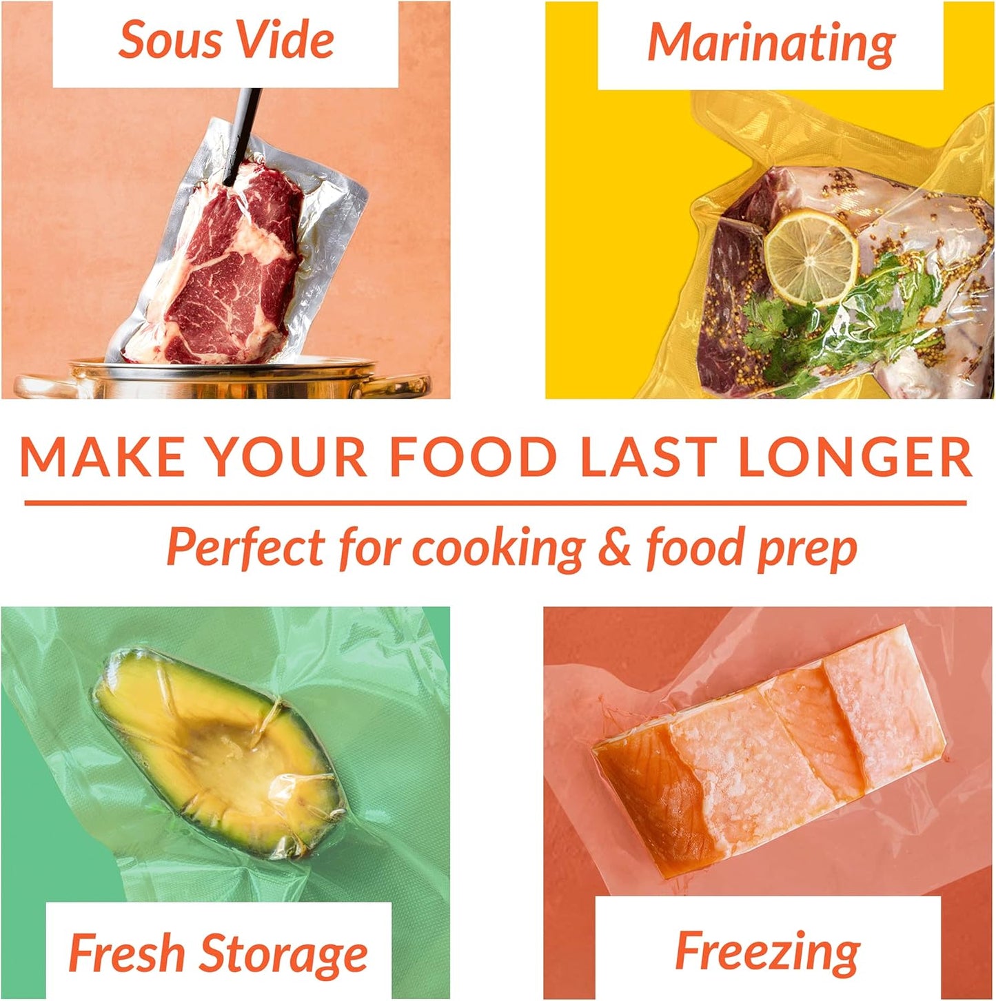 Vakuumierbeutel, 2er-Set 11" x 50' BPA-freie Rollen, Vakuumversiegelung für Sous Vide und Essenszubereitung, Vakuumierbeutel für Lebensmittel in Handelsqualität 