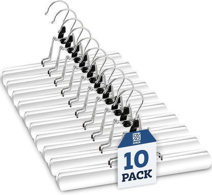 High-Grade Wooden Trouser Hangers with Clips – 10 Pack, Non-Slip Heavy Duty with 360° Swivel Hook for Skirts, Pants & Jeans