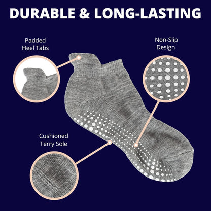 Non-Slip Yoga Grip Socks – Barre, Ballet, Pilates Athletic Socks for Men & Women, S/M