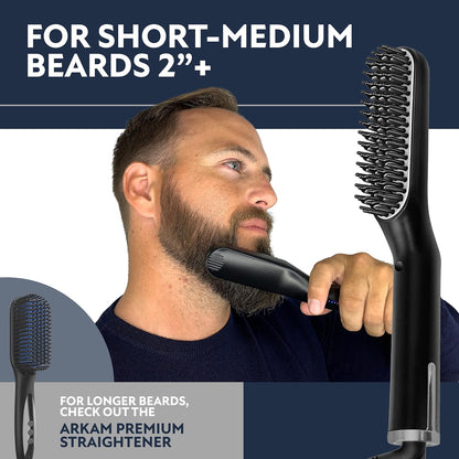 Arkam Heated Beard Straightener - Beard Brush Kit for Short to Medium Beards