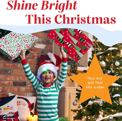 Plush Santa Hat - Light Up, Funny Christmas Hats for Kids & Adults