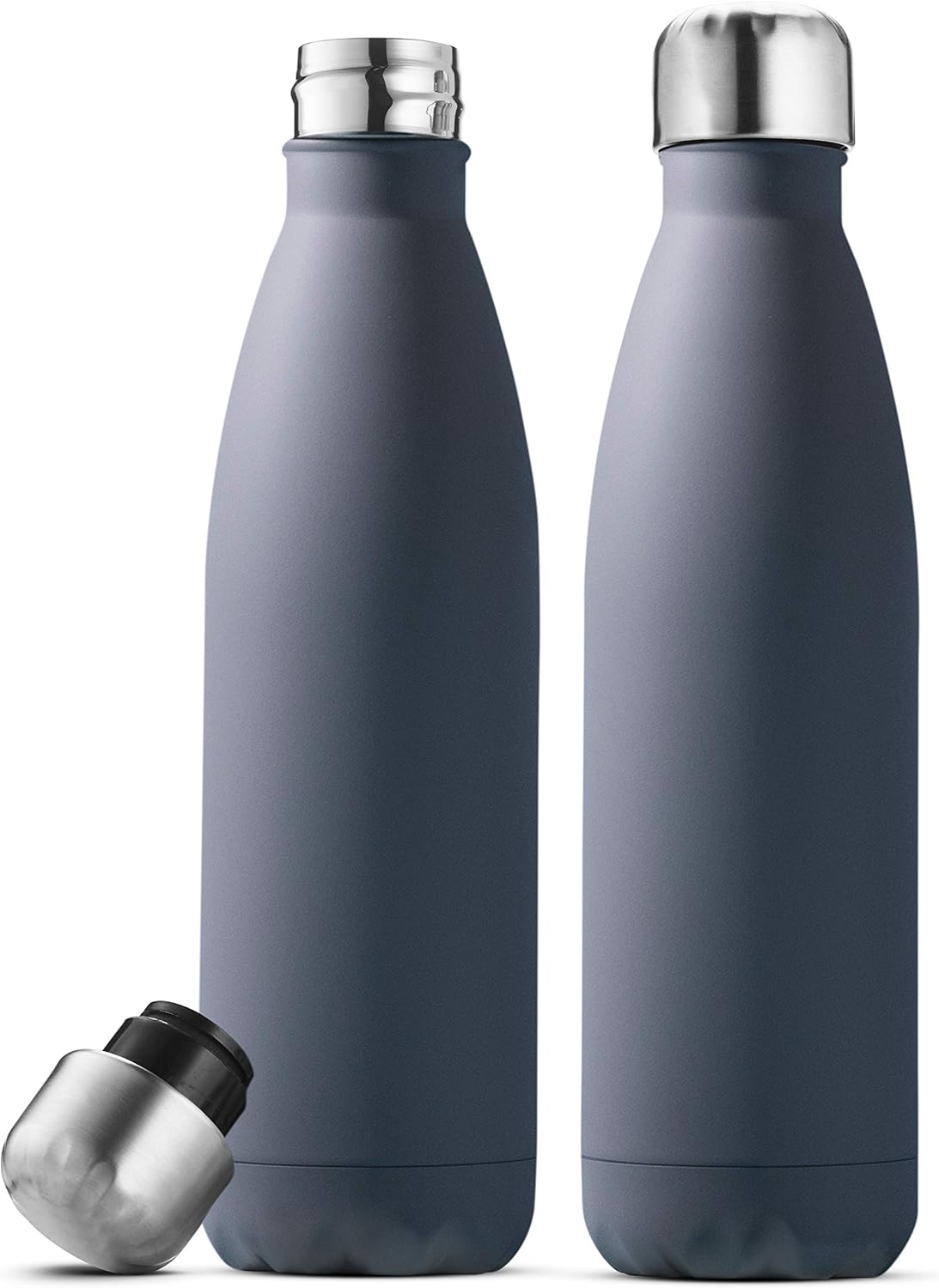 Dreifach isolierte Edelstahl-Wasserflasche von FineDine (2er-Set), 17 oz, elegante Flaschen, hält heiß und kalt, 100 % auslaufsicher, schweißfeste Flaschen, für Reisen, Picknick und Camping. (Reines Perlweiß) 