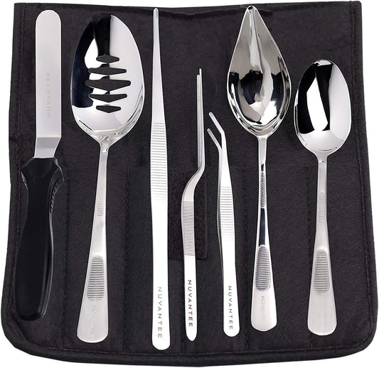 Nuvantee Plating Tools - Professional Chef Kit - 8 Piece Culinary Plating Set - Stainless Steel