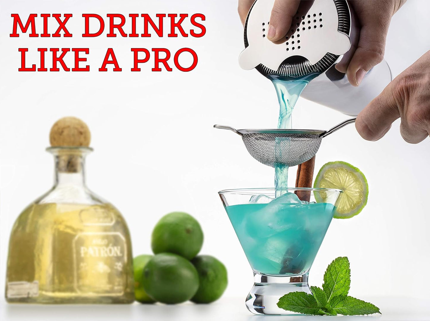 Mixology &amp; Craft Cocktail-Set 11-tlg. – Cocktail-Shaker-Set aus Edelstahl mit Boston Shaker und Bar-Zubehör – Inkl. Rezepte 