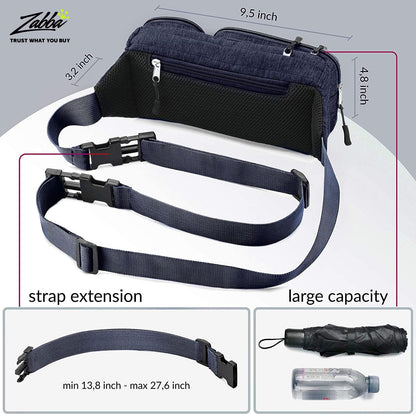 Gürteltasche für Damen und Herren, süße Hüfttasche – zum Wandern, Reisen, Campen und Laufen – Loch für Kopfhörer, Geldgürtel mit 6 Taschen, Gurtverlängerung – einfaches Tragen von Telefonen, Reisepässen, Geldbörsen – wasserabweisende Halterung 